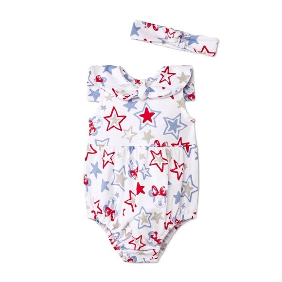Disney Baby Minnie Mouse Patriotic Stars Romper & Headband Set -- Size 18 Months - Picture 2 of 8